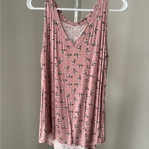 Maurices Blush Tank Top with Black and White Print
